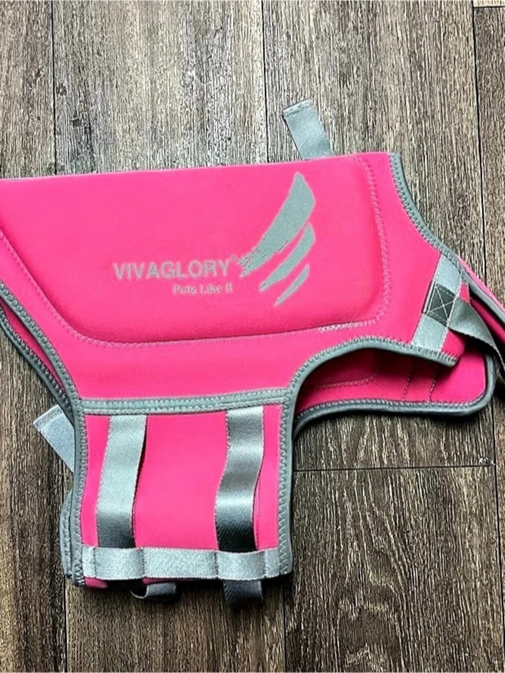 VivaGlory Dog Harness Life Jacket Pink & Gray Size Large